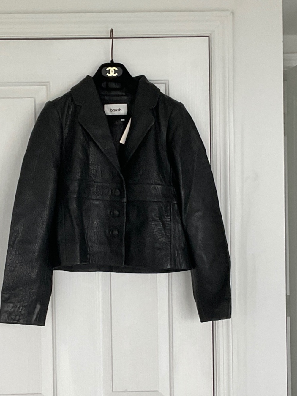BA&SH Black leather Borfeo jacket